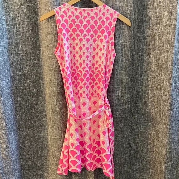 JB by Julie Brown Pink Patterned Sleeveless Wrap Dress Size Small - Picture 4 of 10